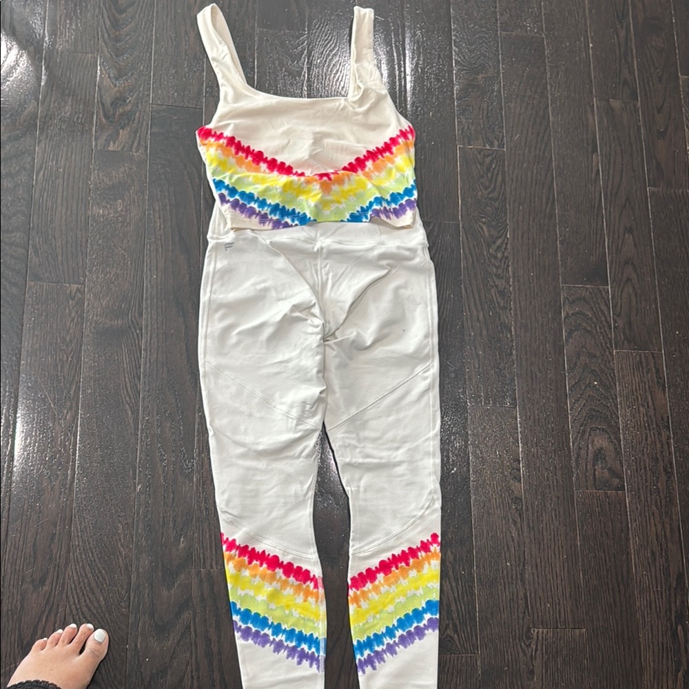 Fabletics White and Red Bodysuit with Textured Details